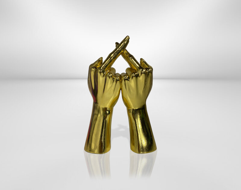 « No Fuck Here » miniature sculpture  Hand gold-coloured finish